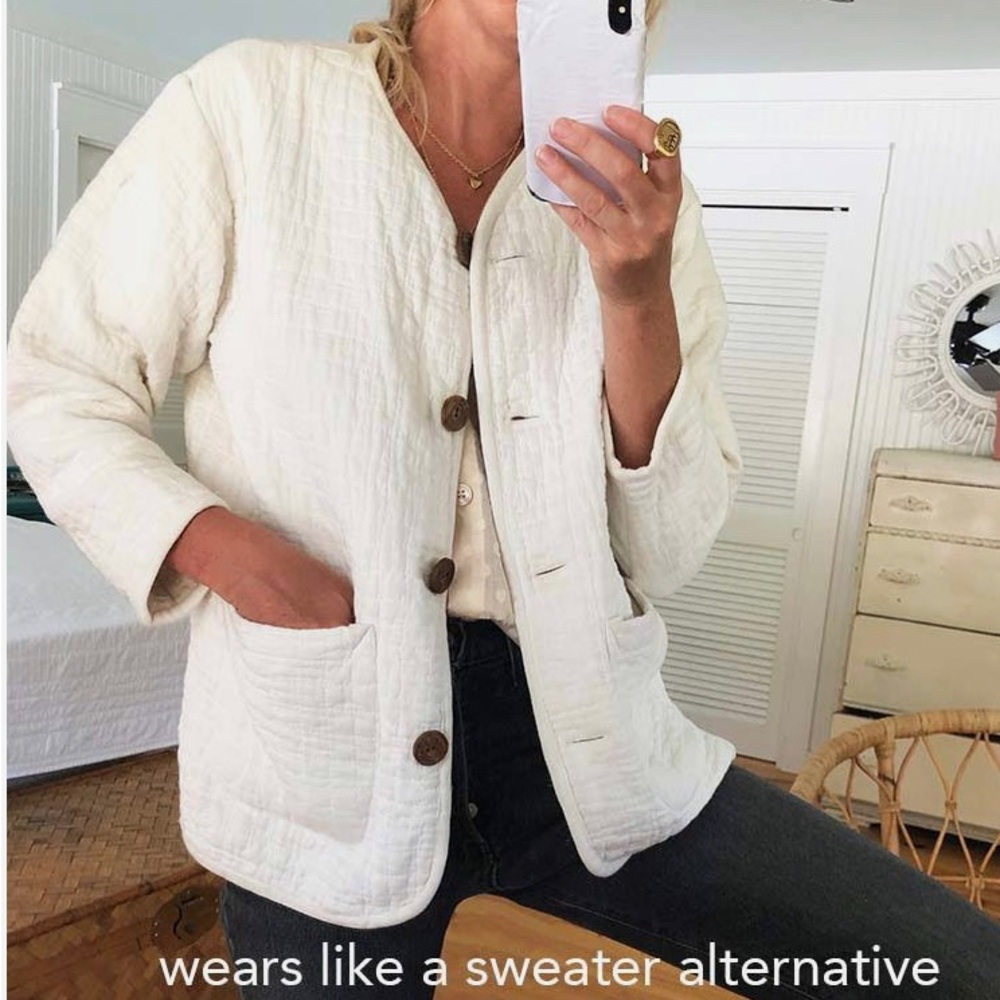 India Quilted Jacket - Cloud White Organic
